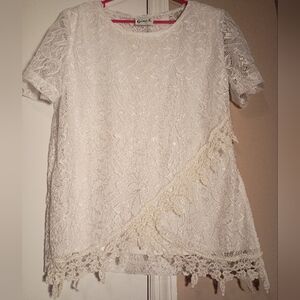 🦋Stylish White Lace Blouse Size Large